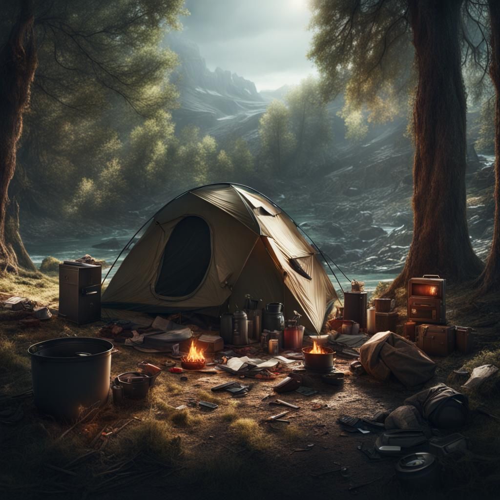 Shady Camping Spot: Dramatic Digital Matte Painting