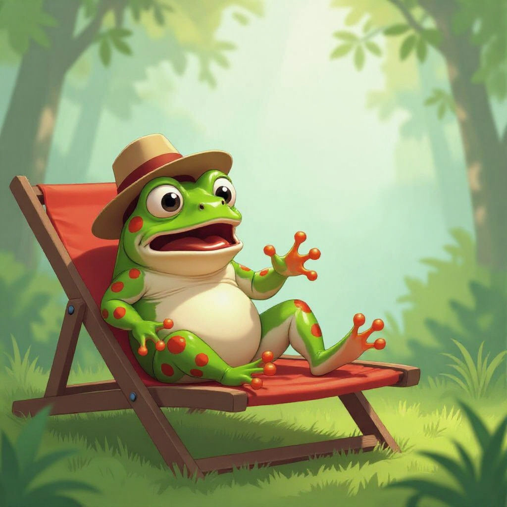 Startled Frog Leaps from Chair in Surprise