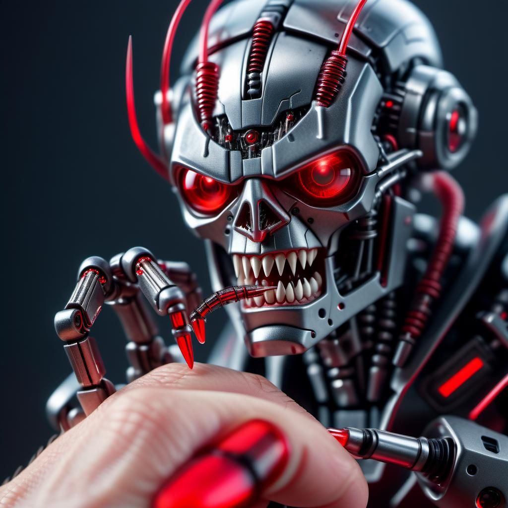 Robotic Vampire: Futuristic Macro Photorealistic Image