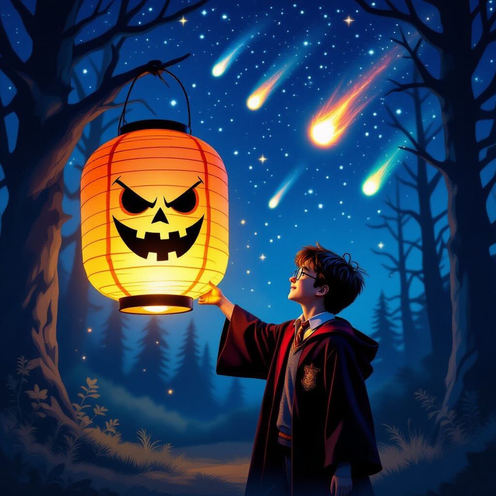 Harry Potter and Magic Lantern in Forest