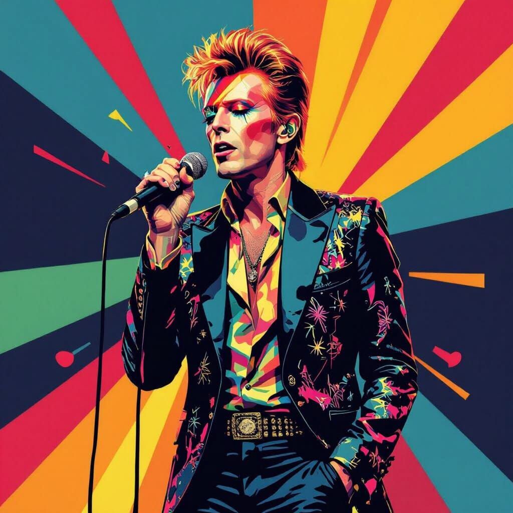 David Bowie on Stage in Pop Art Style