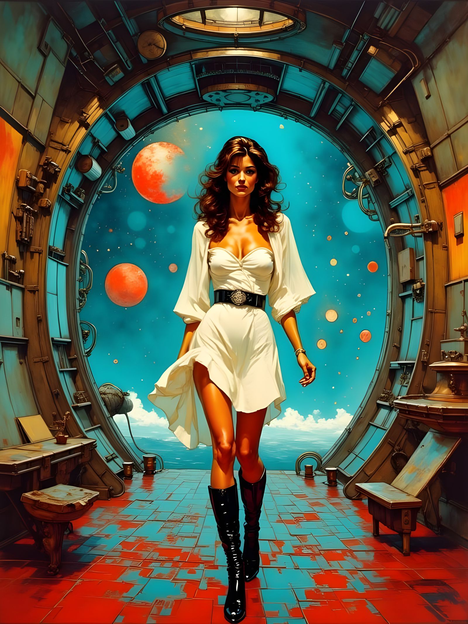 Raquel Welch in Futuristic Space Odyssey Impressionist Paint...