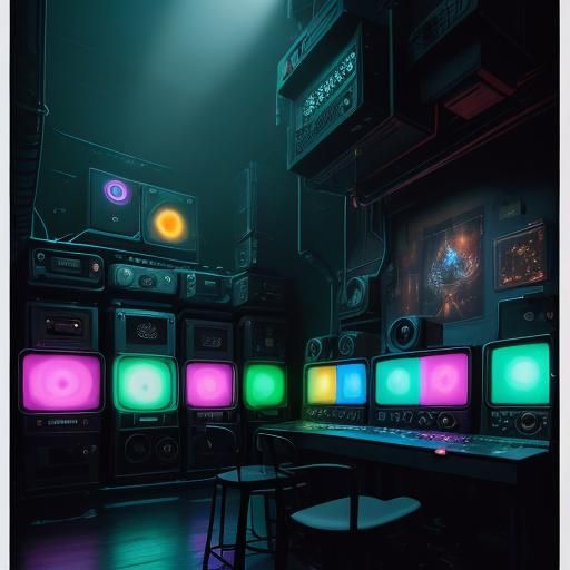 Wall of 1980s Stereos in Detailed Matte Painting