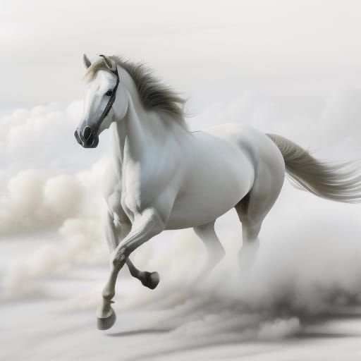 White Horse Galloping: Chinese Ink Painting Portrait