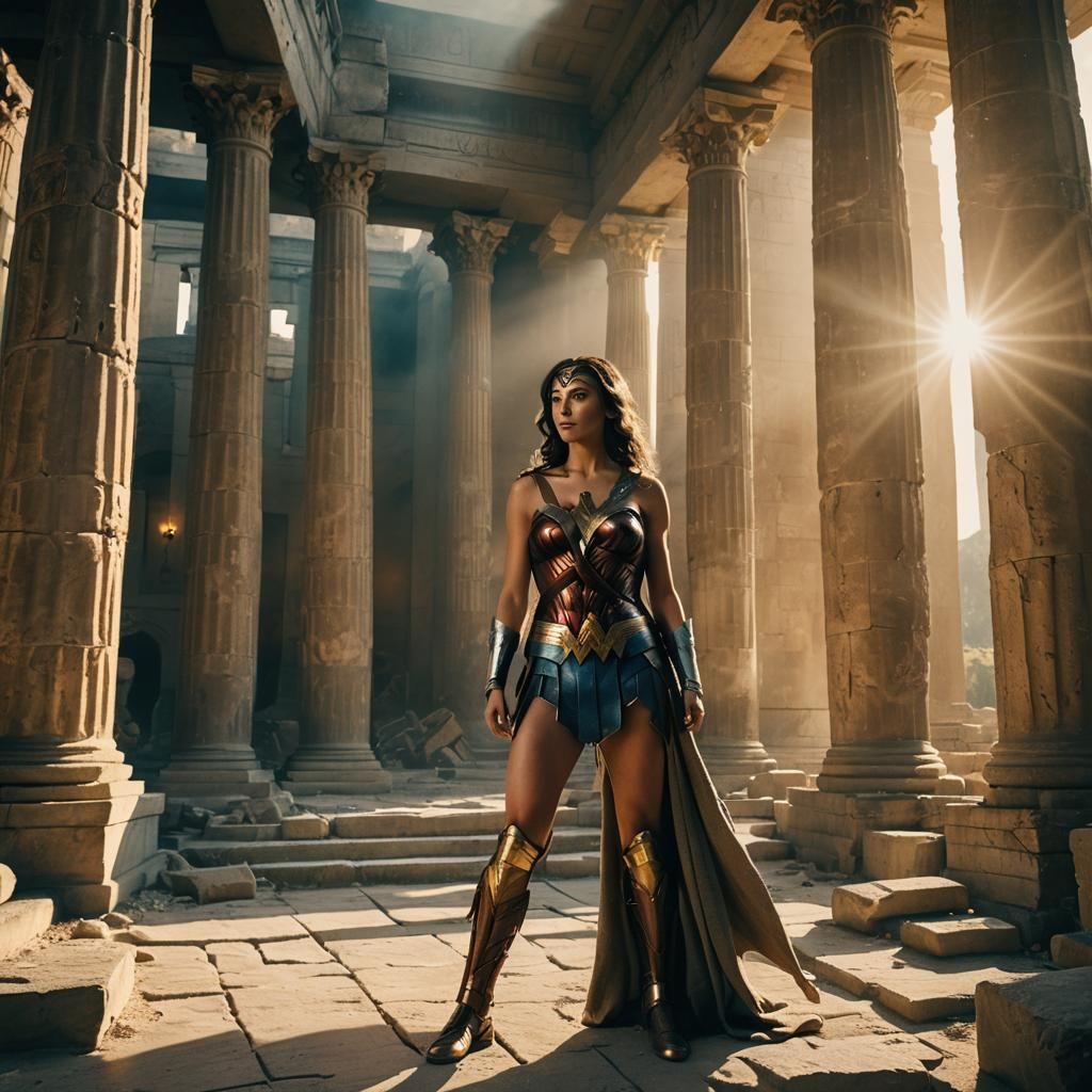 Naomi Scott as Wonder Woman in Ancient Temple