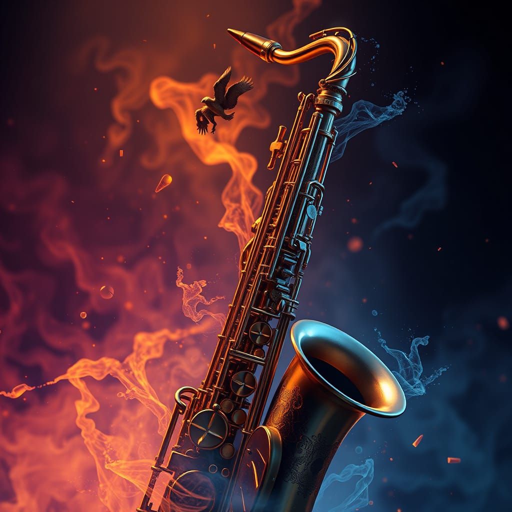 Fantastical Saxophone in Deep Matte Painting
