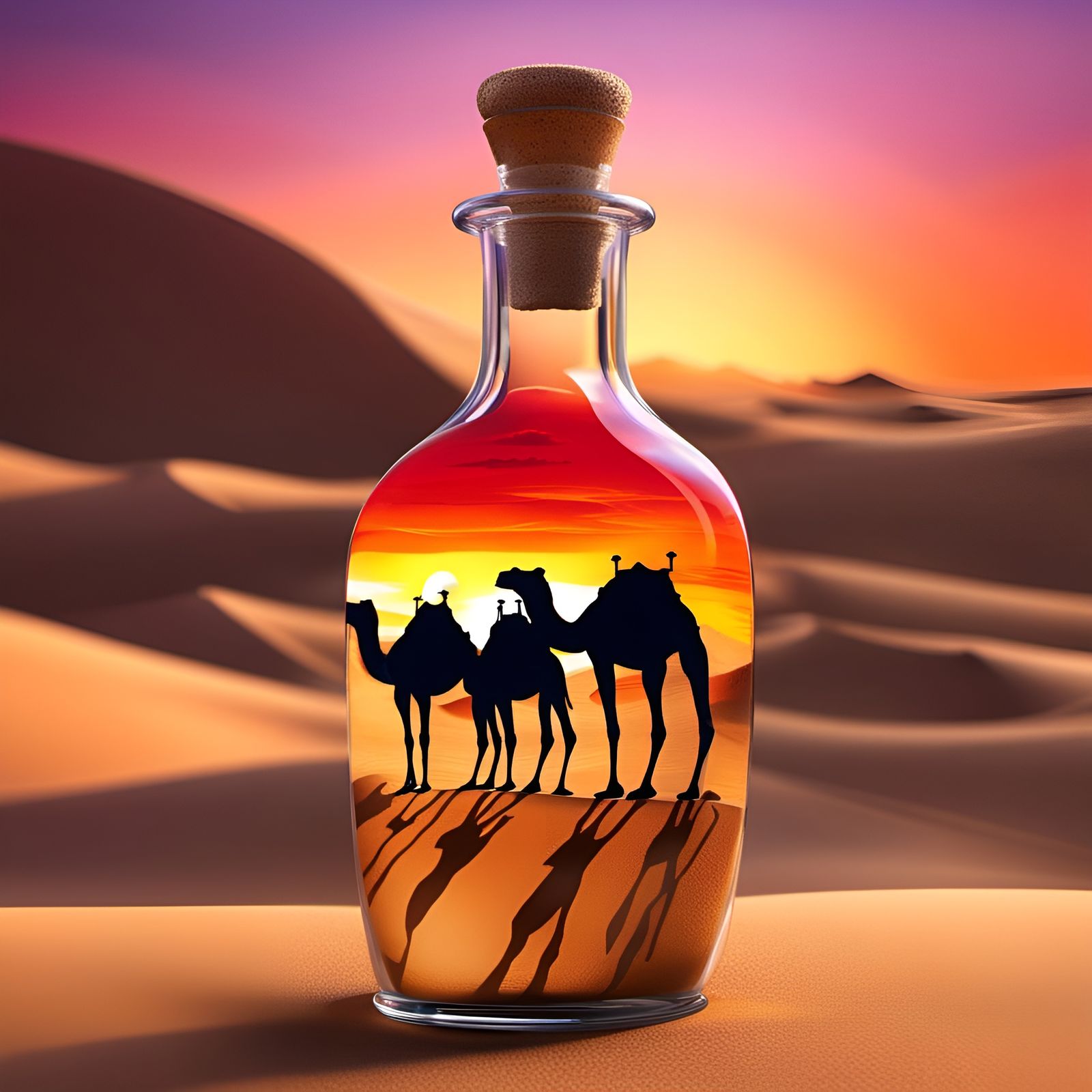 Arabic Sand Art Sunset in Glass Bottle