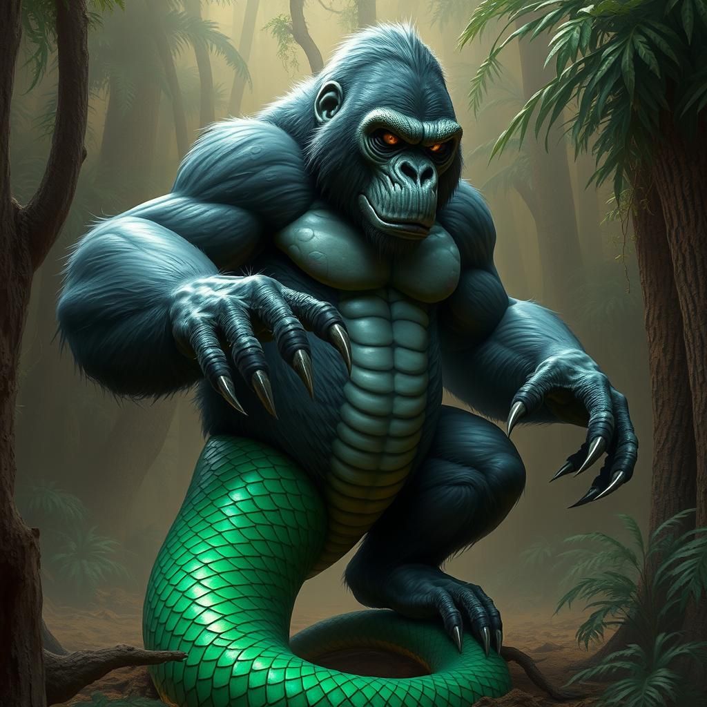 Cobrilla: Gorilla Cobra Fusion in Biomechanical Style