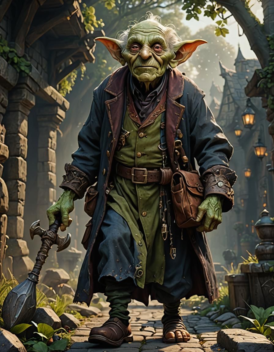 Detailed Goblin Geriatric: Matte Painting Concept Art