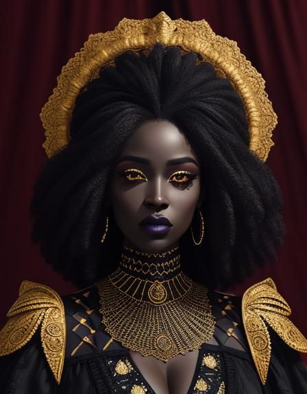 Negro woman dressed in RnB style. Afro hairstyle. Dark sexua...