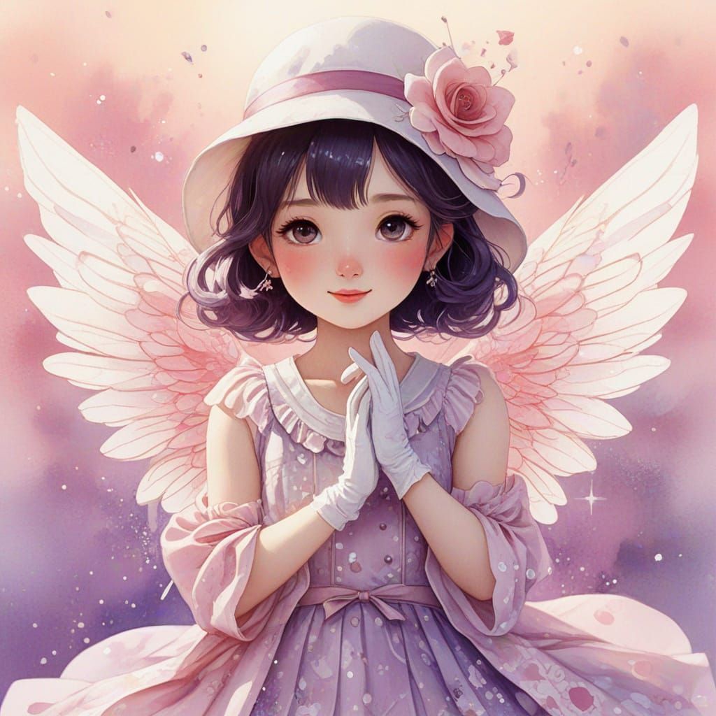 chibi Coccinelle avec les bras levés en signe de célébration...