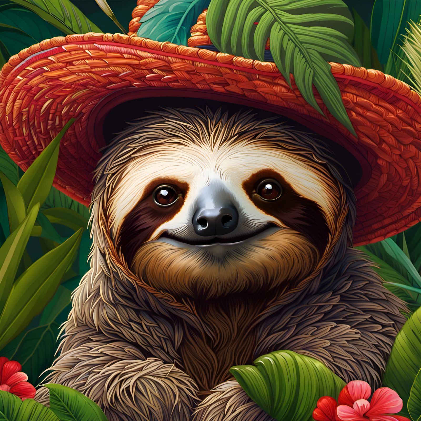 Adorable Red-Bearded Sloth in Jungle, Detailed 8K