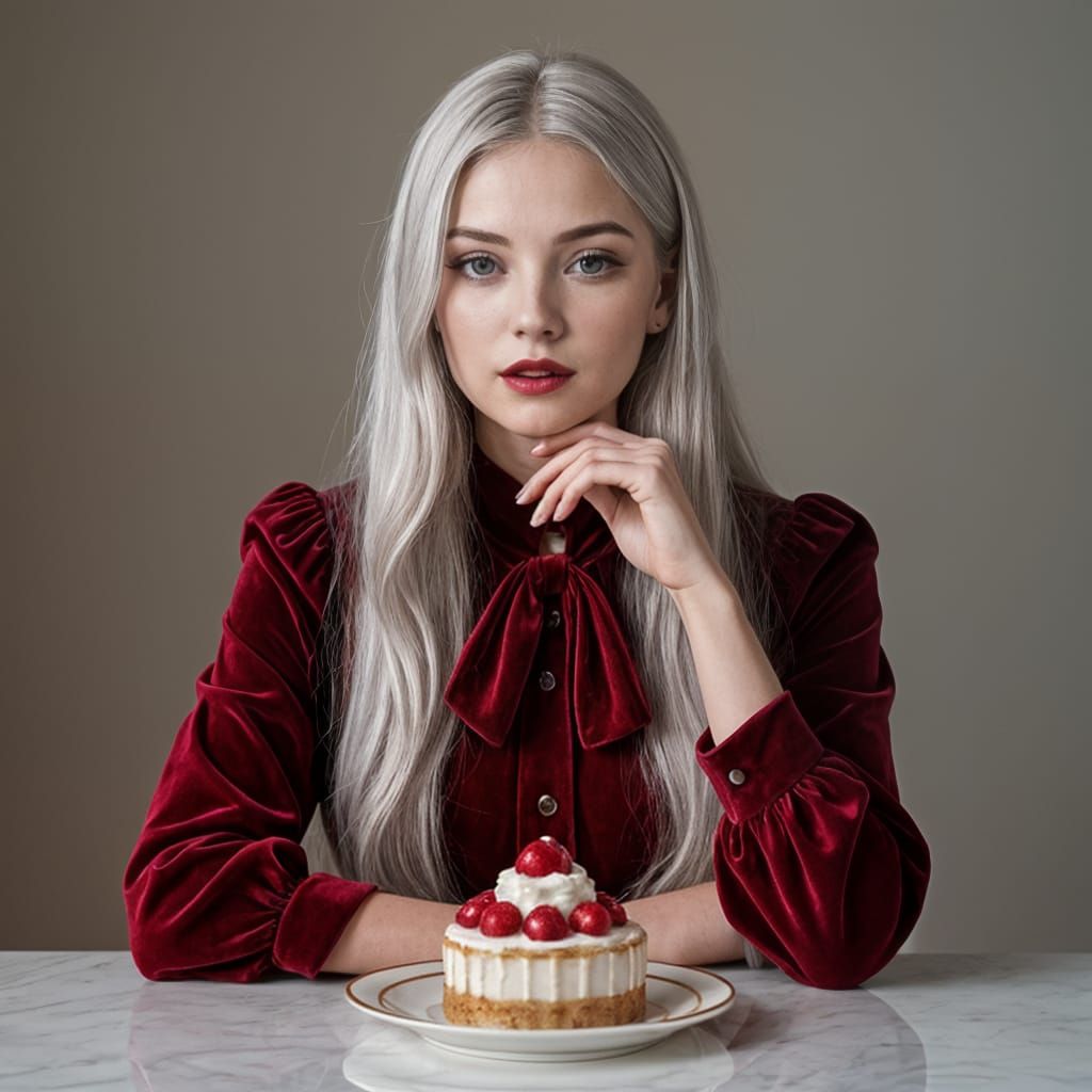 Crimson and Silver: A Dessert-Inspired Portrait