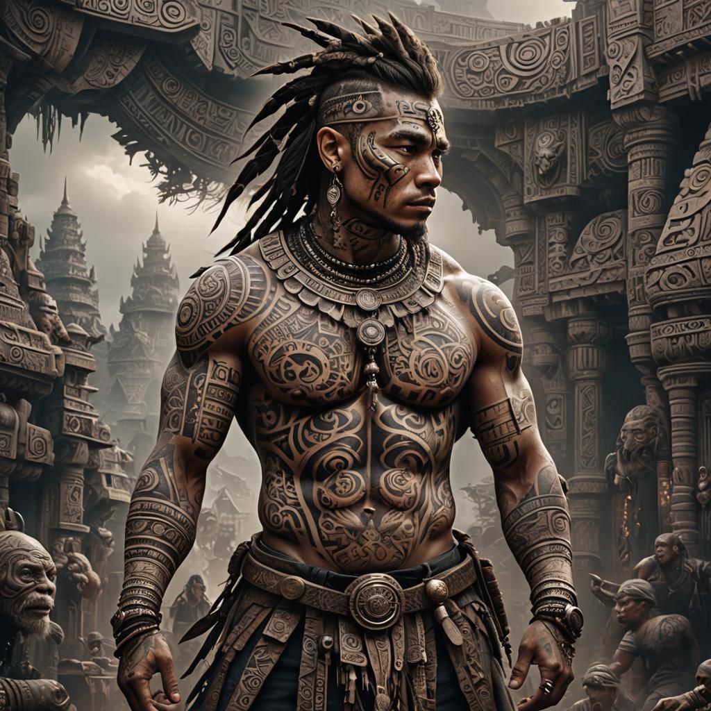Intricate Tribal Tattoo Design: Digital Matte Painting