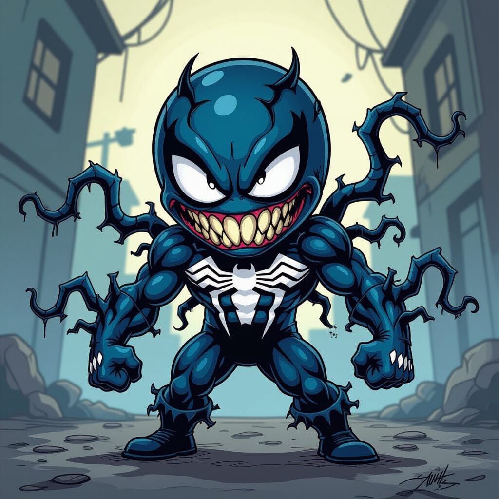 Gumball with Venom Symbiote in Comic Book Style