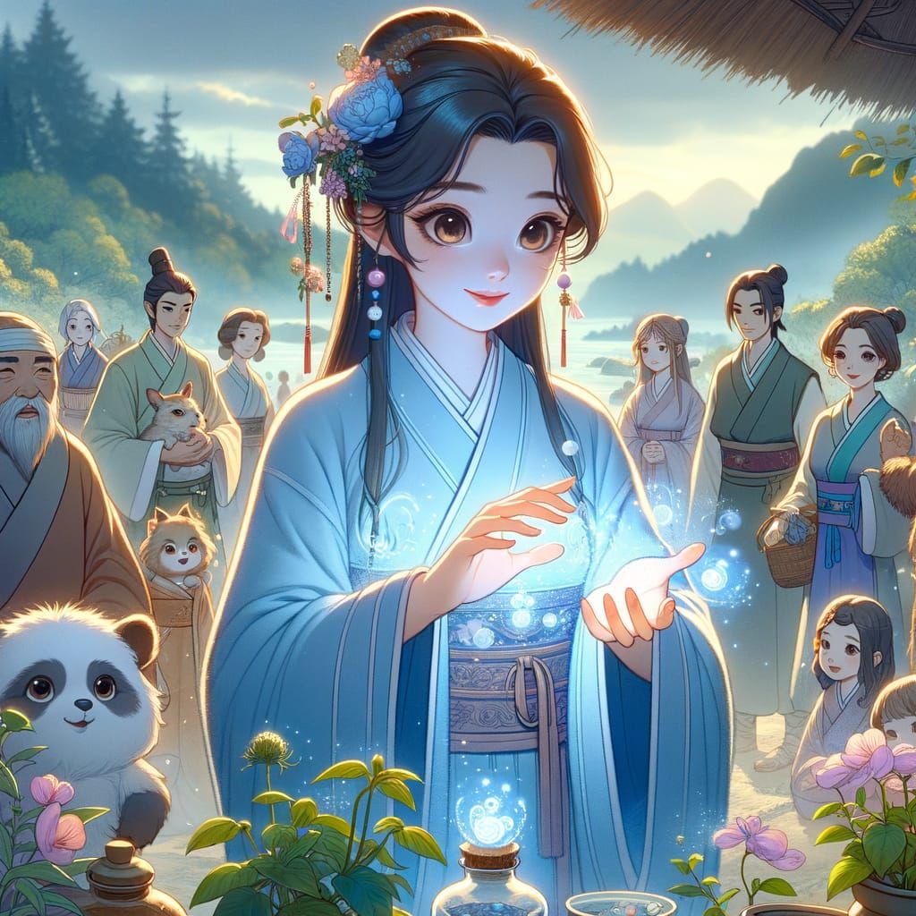 Healing Goddess Baogu in Classical Animation Style