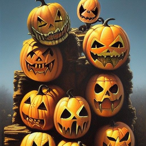 Helloween Band in Oil Painting Style