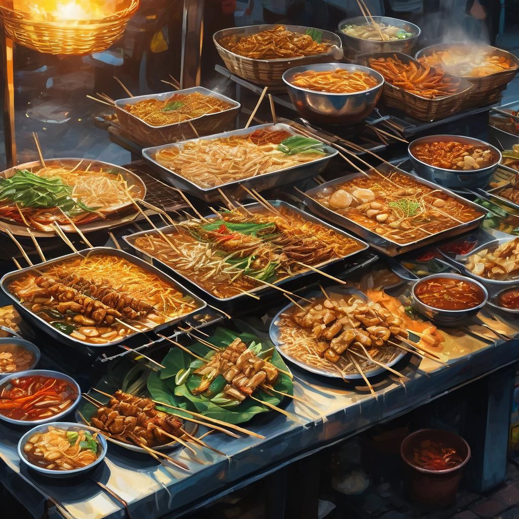 Vibrant Thai Street Food Illustration