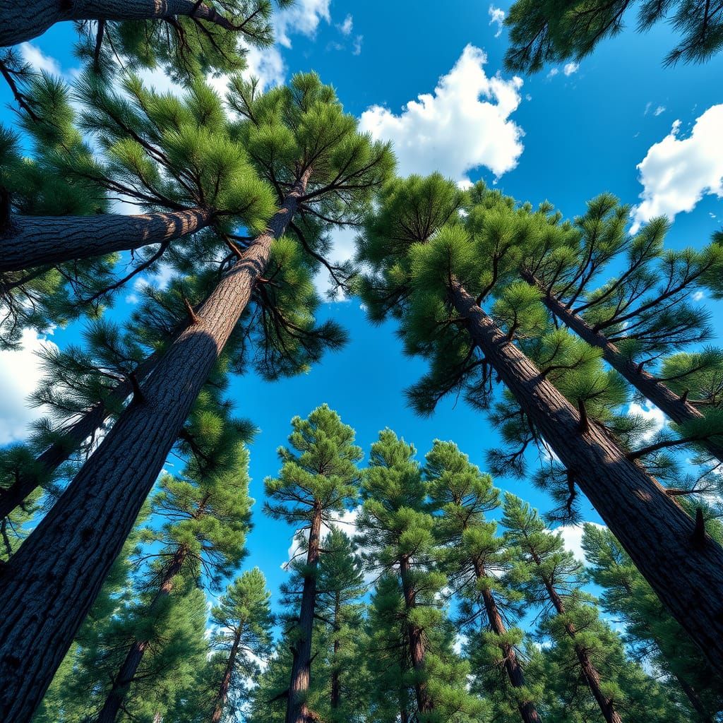 Majestic Pine Trees in Stunning 3D Landscape