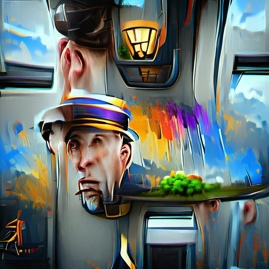 Steampunk Train Conductor in Digital Art Style