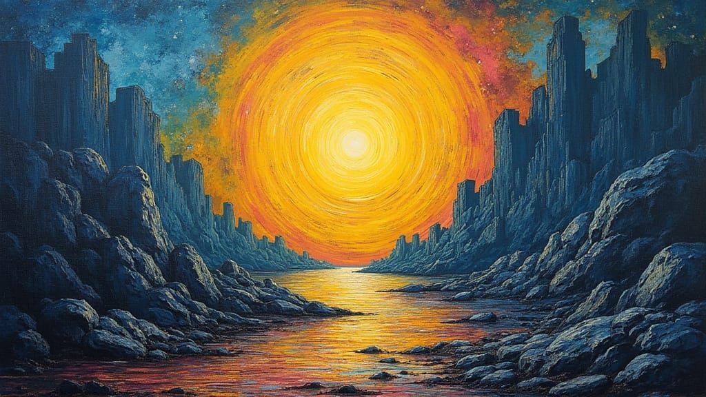 Mysterious Ruinscape in Art Deco Style