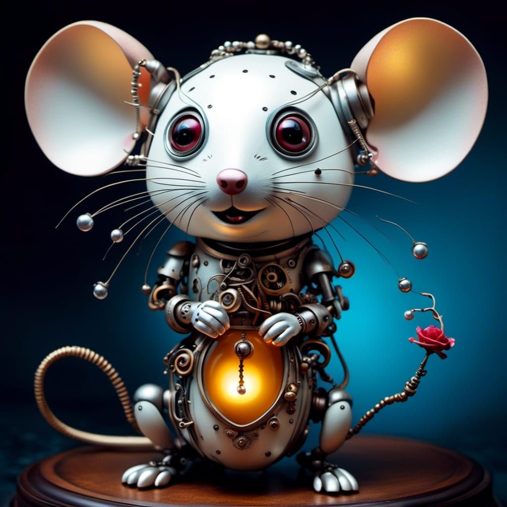 Adorable Mouse in Lowbrow Art Style