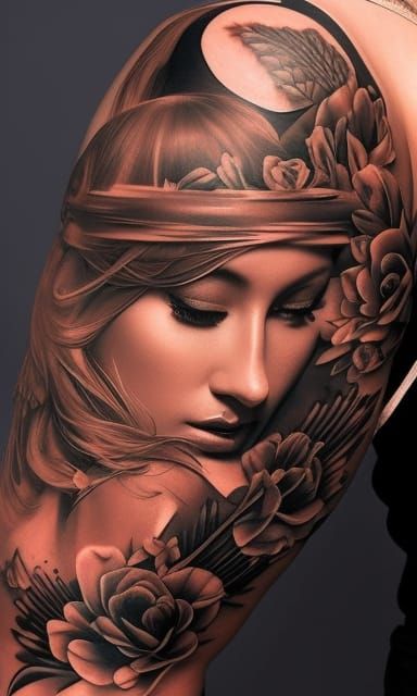 Shoulder Tattoo of a Woman