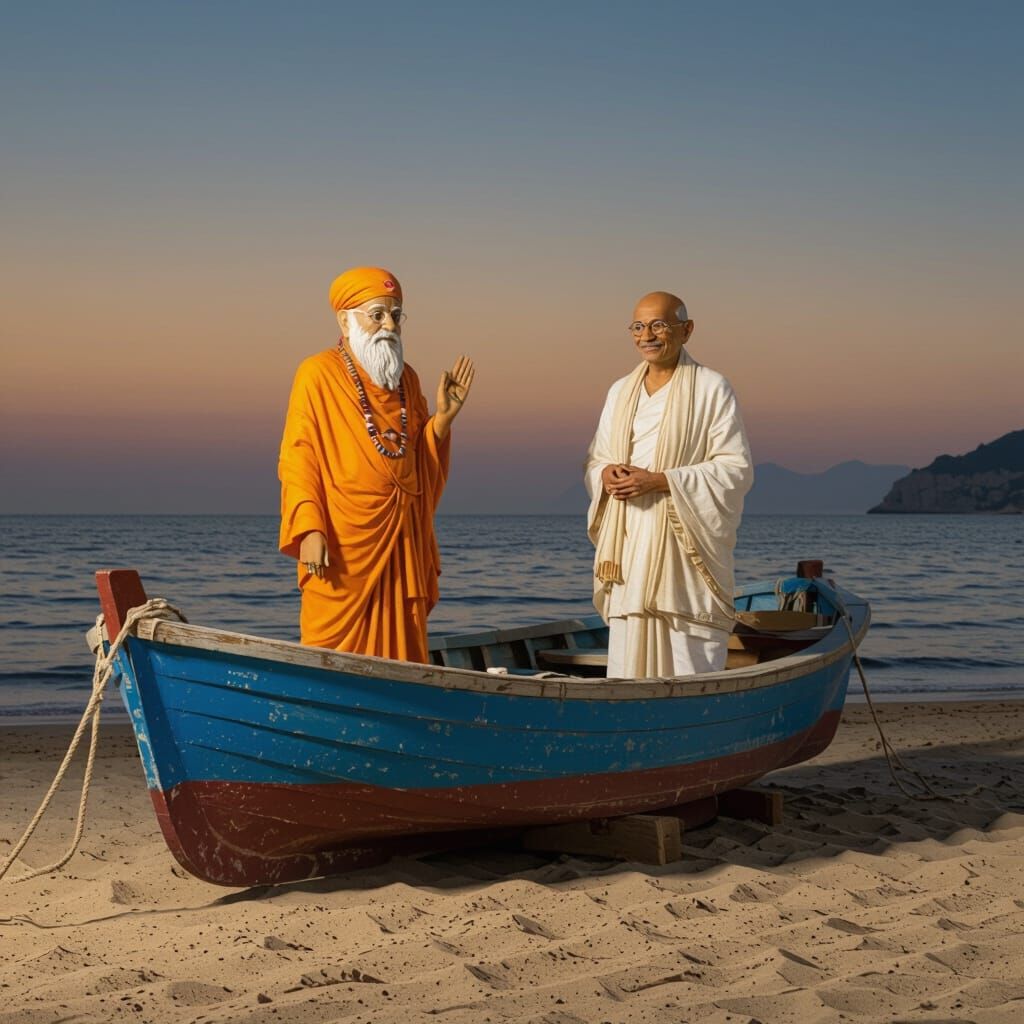 Sai Baba and Gandhi Land on Tyrrhenian Beach