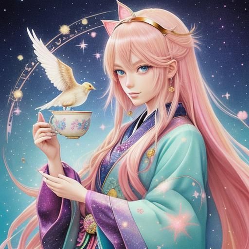 Manga Tarot Reader with Phoenix Headband