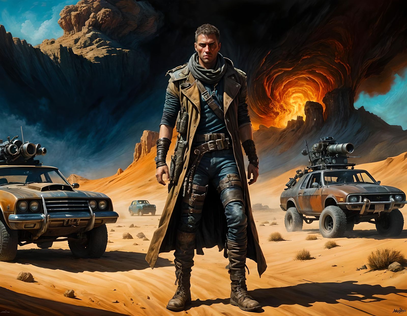 Scavenger in a postapocalyptic wasteland