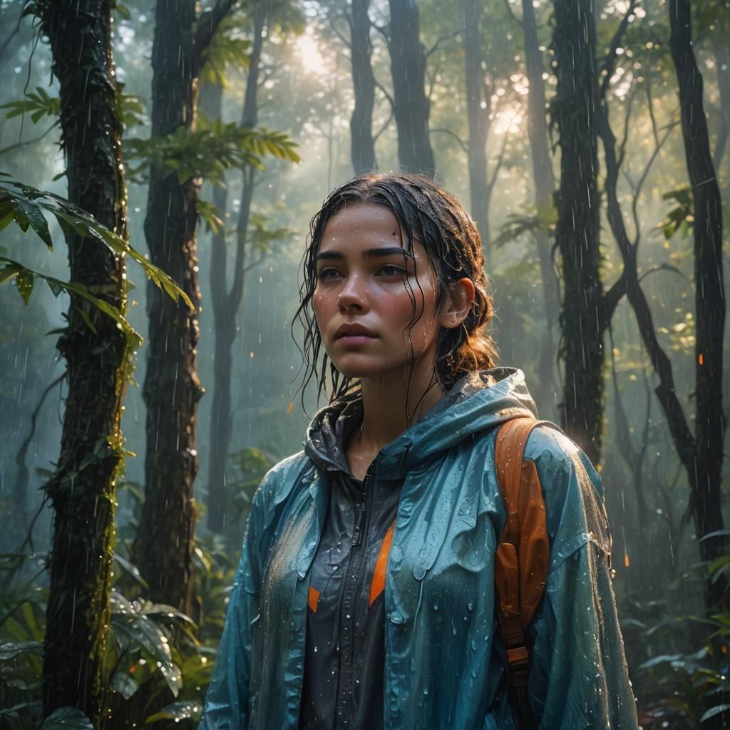 Girl in Summer Rain, Fantasy Concept Art