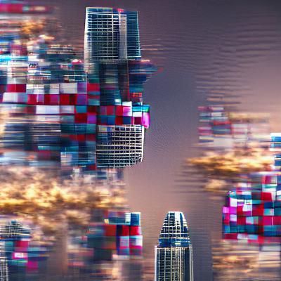 Abstract Geometric Floating Skyscrapers in 8K