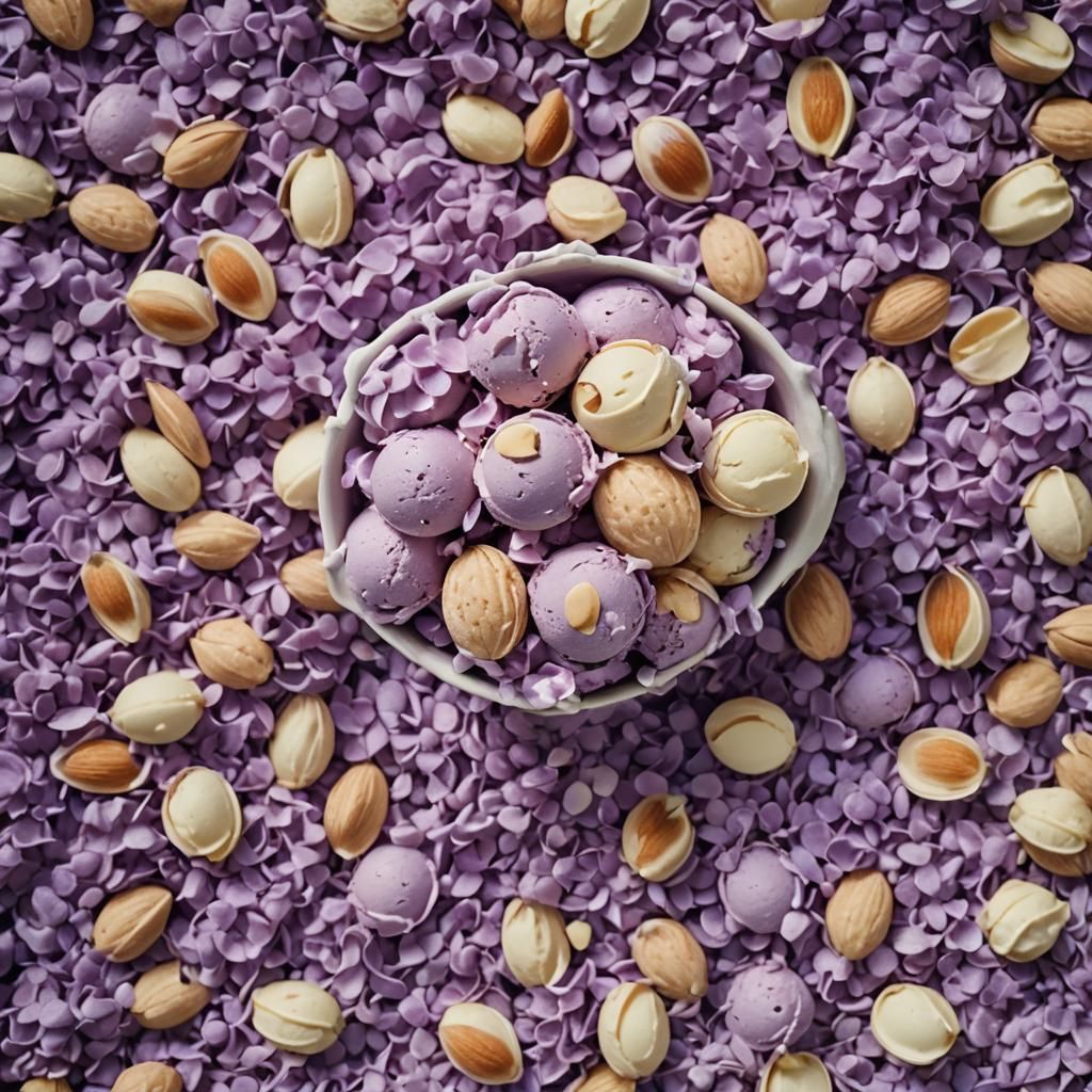 Lilac Ice Cream Cinematic Still Life