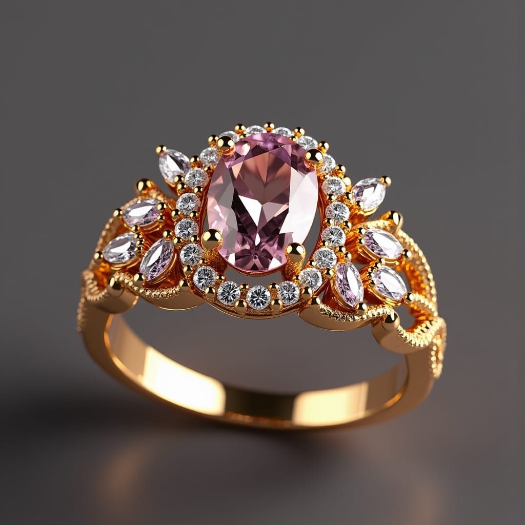 Gold Engagement Ring with Morganite and Diamonds