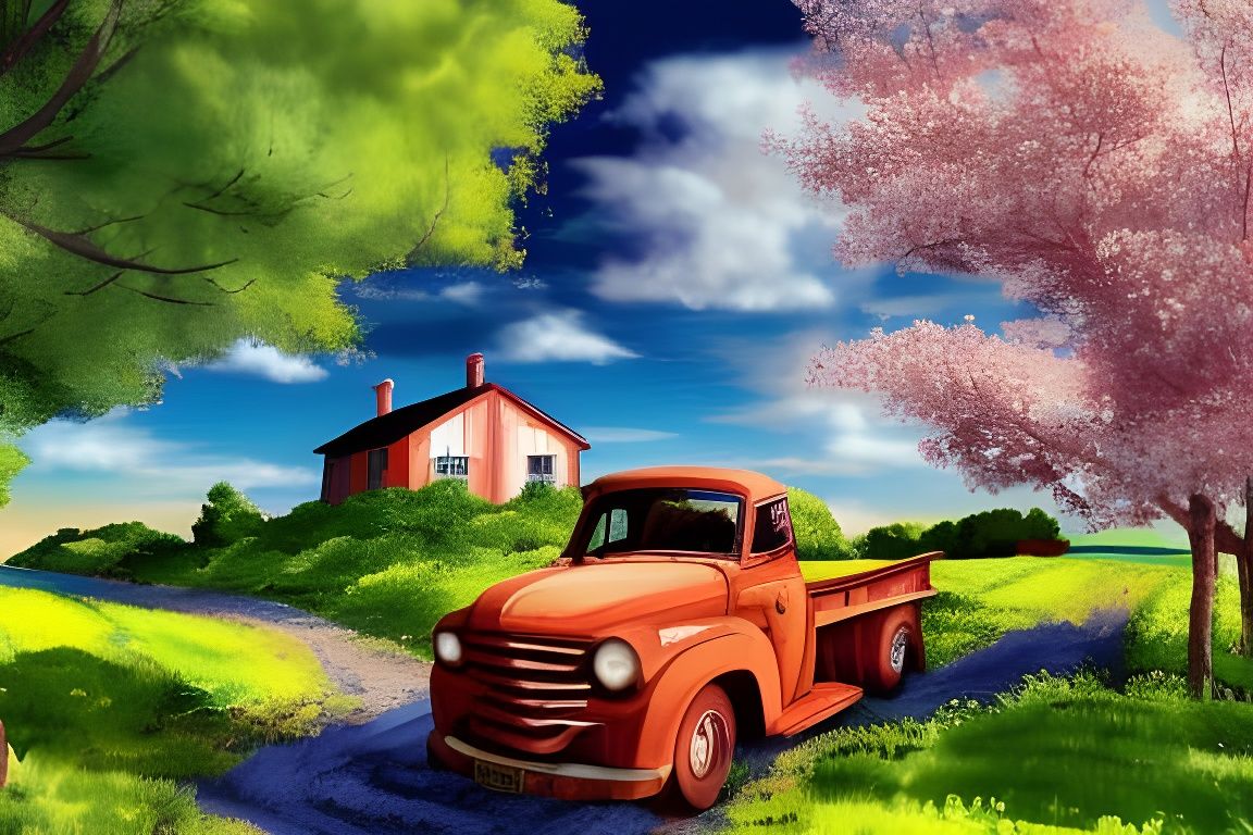 Charming Victorian Farmhouse with Apple Trees, Ghibli Style