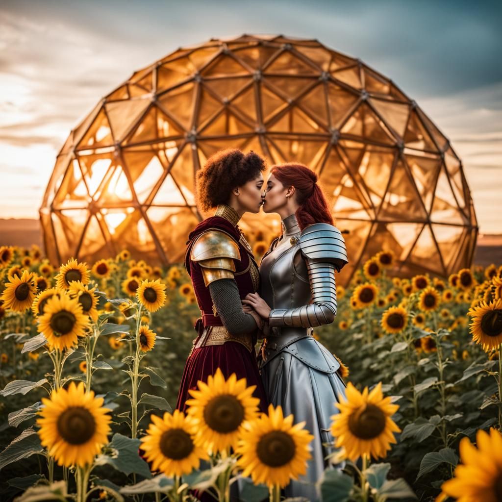 Queen and Knight's Steampunk Kiss in Dome