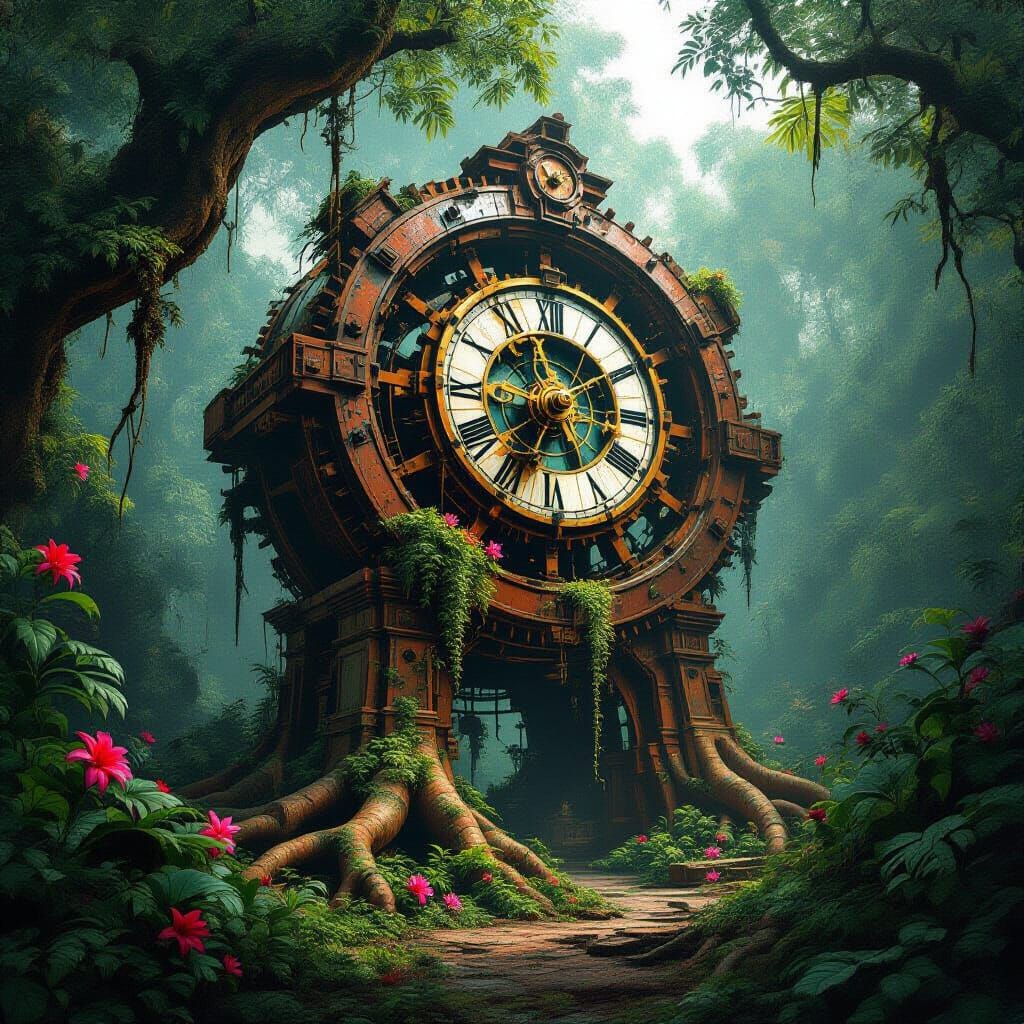 Abandoned Clockwork Observatory Overrun by Jungle