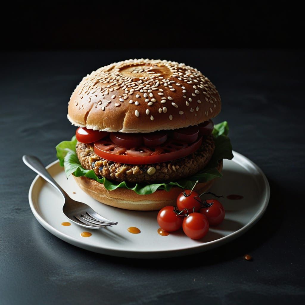 Classic Beef Steak Still Life in Film Noir Style