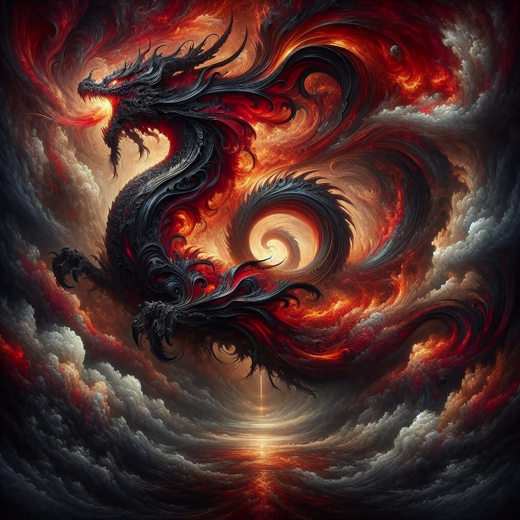 Majestic Dragon Roaring in a Dark Fantasy Realm