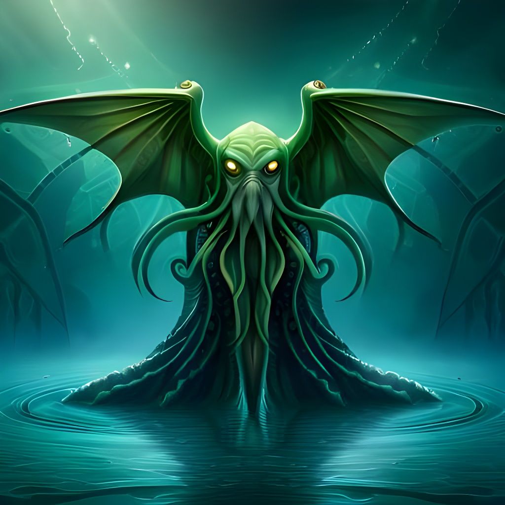 Luminous Cthulhu Emerges from Water