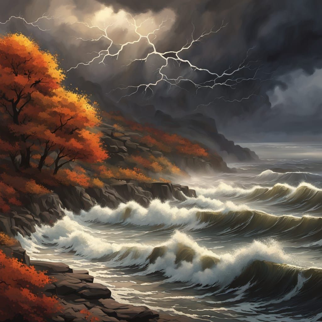 Dramatic Autumn Storm on the Coast