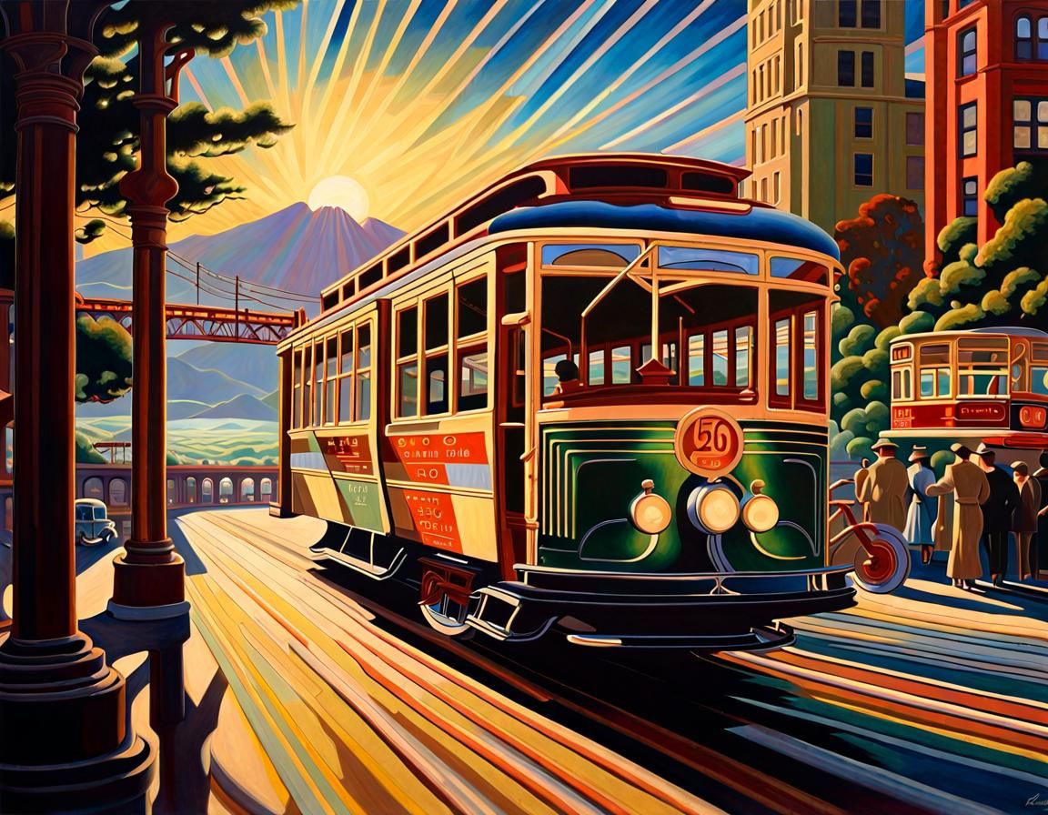 San Francisco Trolley Car in Art Deco Style
