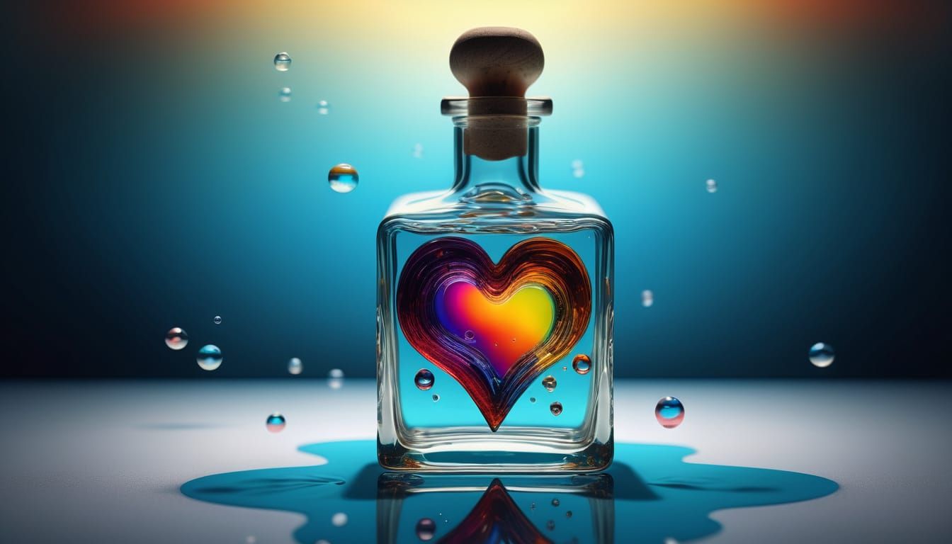 Hyperrealistic Surrealist Painting in a Glass Bottle