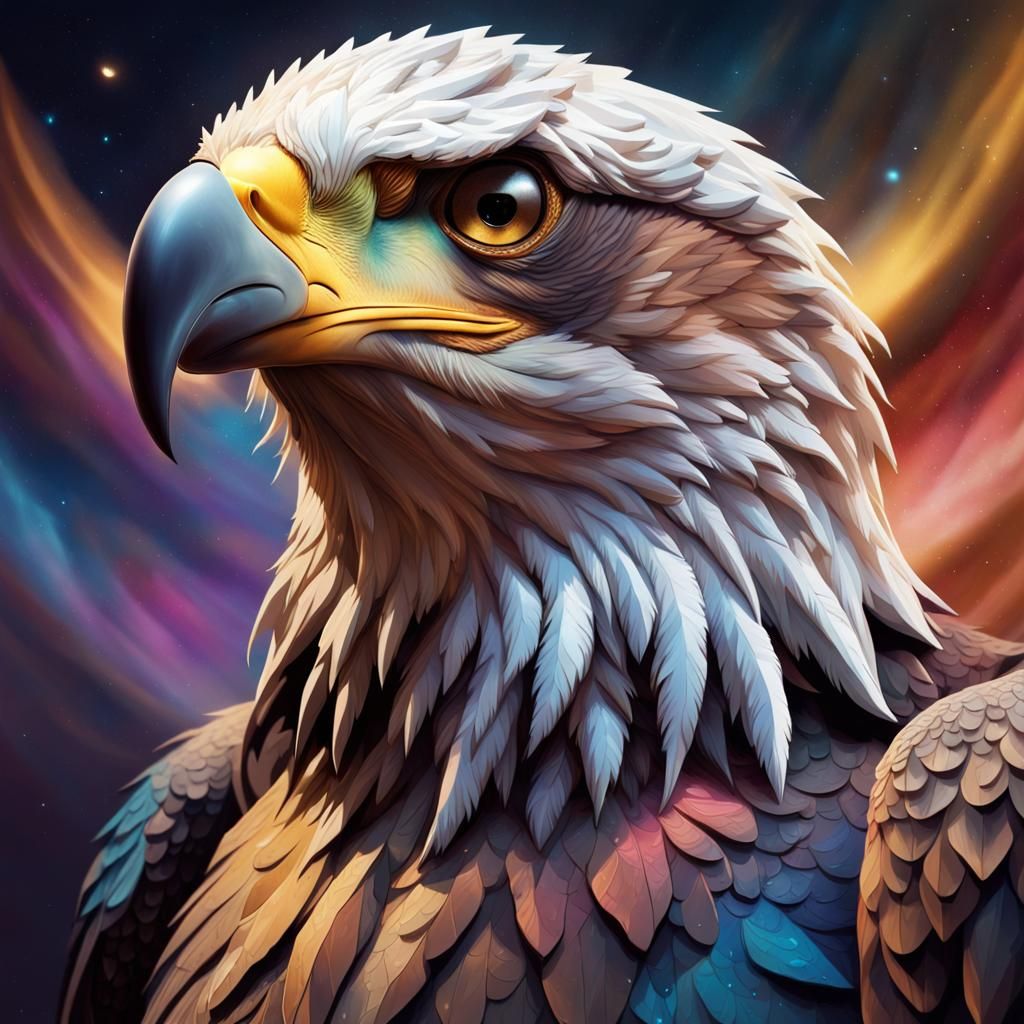 Galaxy Eagle in Vibrant Splash Art