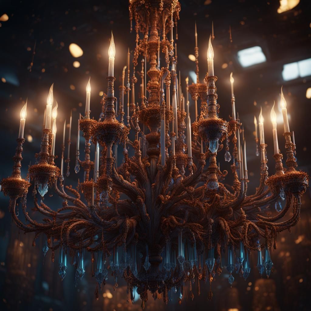 Intricate Chandelier Made of Shot Needles