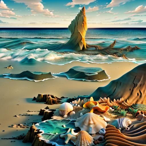 Seaside Vista with Palms and Colorful Details