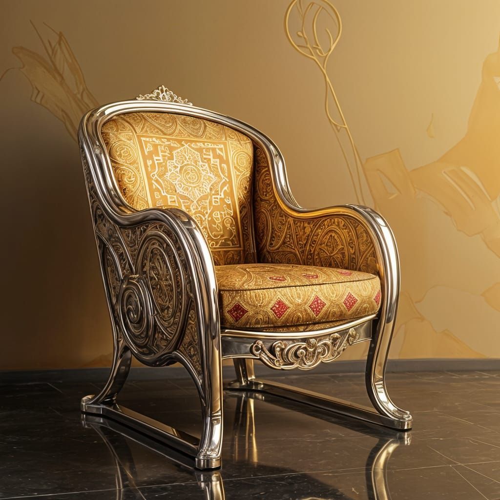 Futuristic Armchair Redesign in Art Nouveau Style with Gold ...