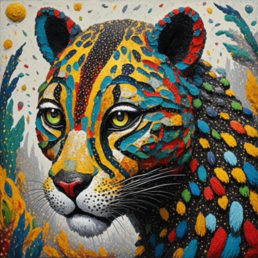 Leopard in Abstract Expressionist Style