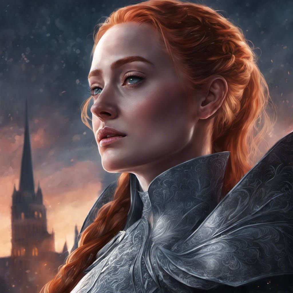 Sansa Stark Fantasy Portrait in Digital Art Style