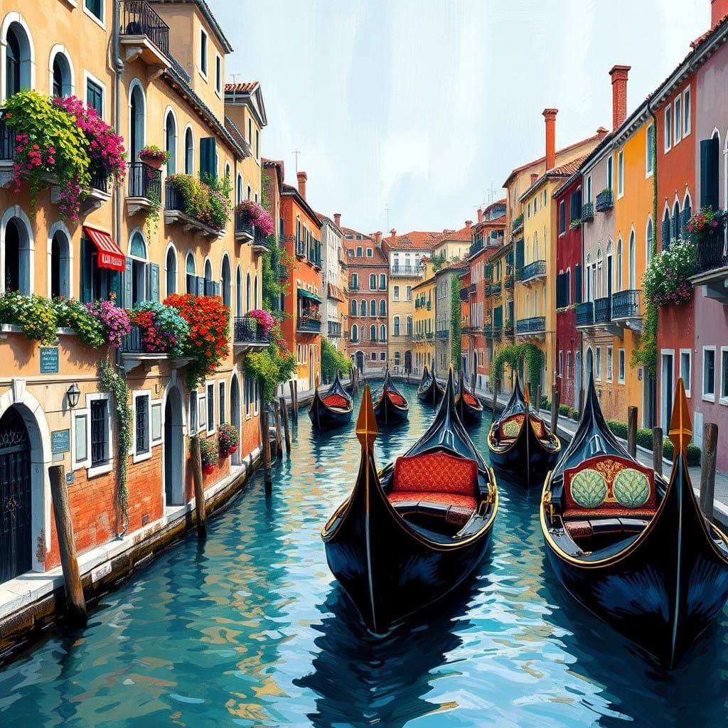 Venice in Vibrant Oil Paint Style